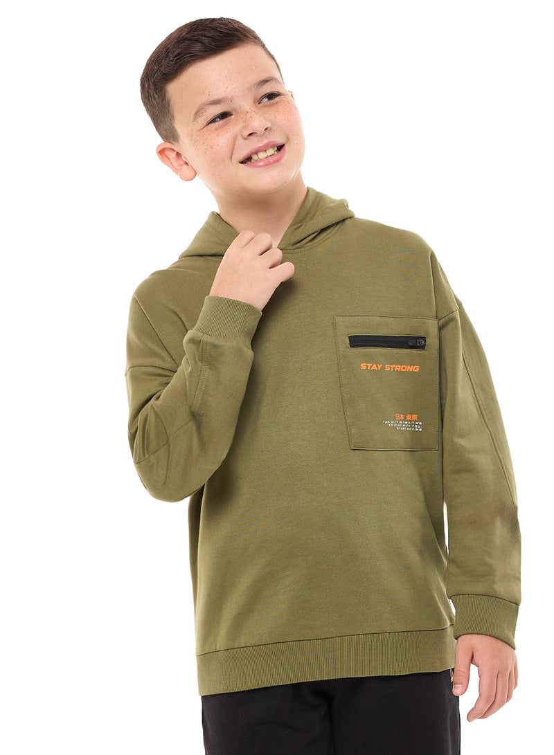 Boys' 2-Piece Hoodie and Jogger Set (8-14 yrs) Olive-Black