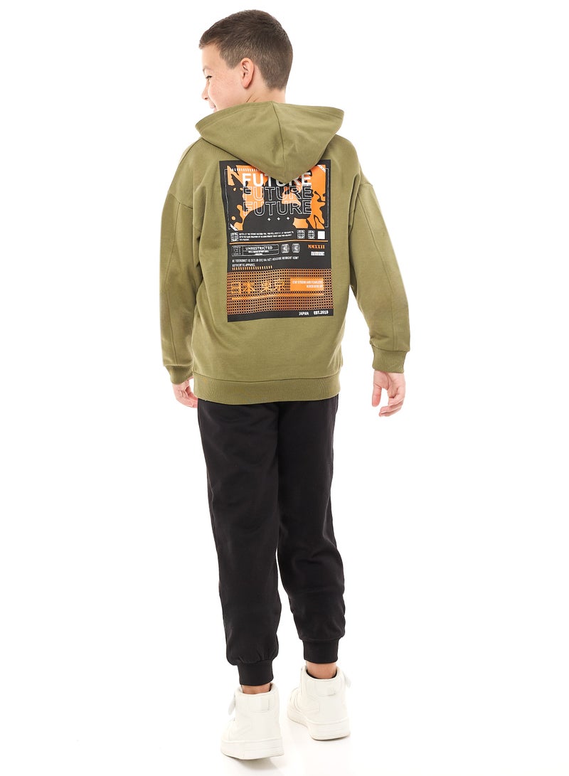 Boys' 2-Piece Hoodie and Jogger Set (8-14 yrs) Olive-Black