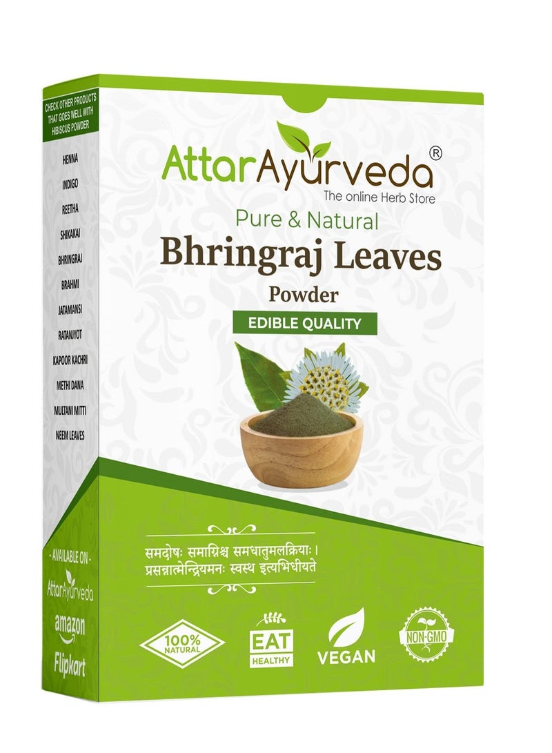 Attar Ayurveda Natural Bhringraj Powder for hair growth (100 Grams) | For Hair Mask and Eating | 100% Pure and Natural | No Chemical, No Preservatives