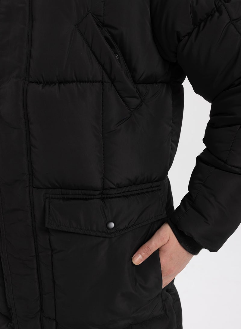 Water-Repellent Hooded Parka Jacket