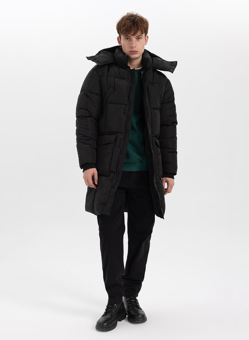 Water-Repellent Hooded Parka Jacket