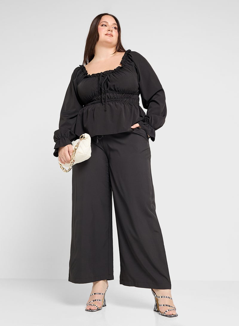 Elasticised Wide Leg Pants