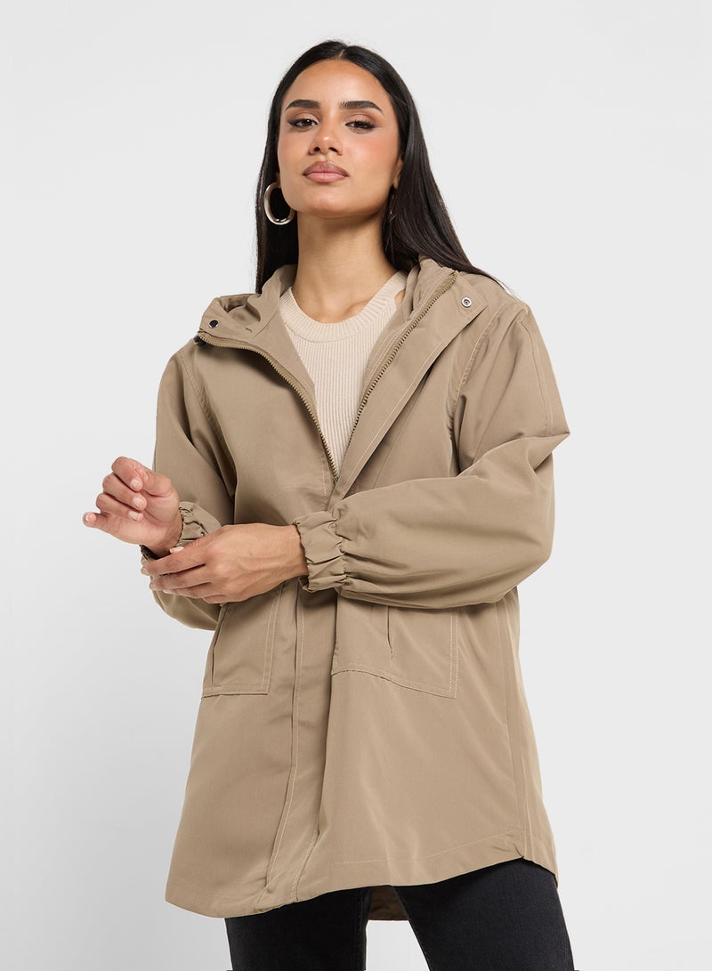 Light Weight Coat With Hood