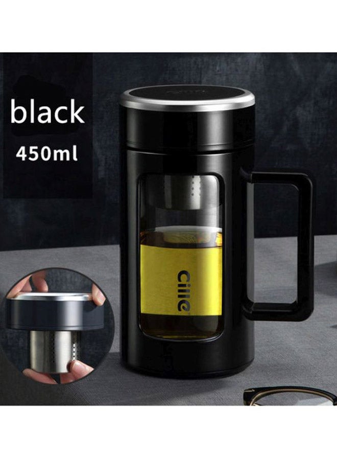 Portable Large Capacity Tea Separation Brewing Cup black