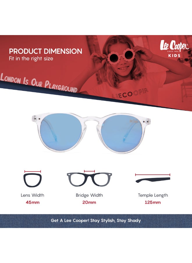 Kids' Polarized Sunglasses Transprarent Frame Blue Mirror Lens - 45mm Lens - LCK112C03