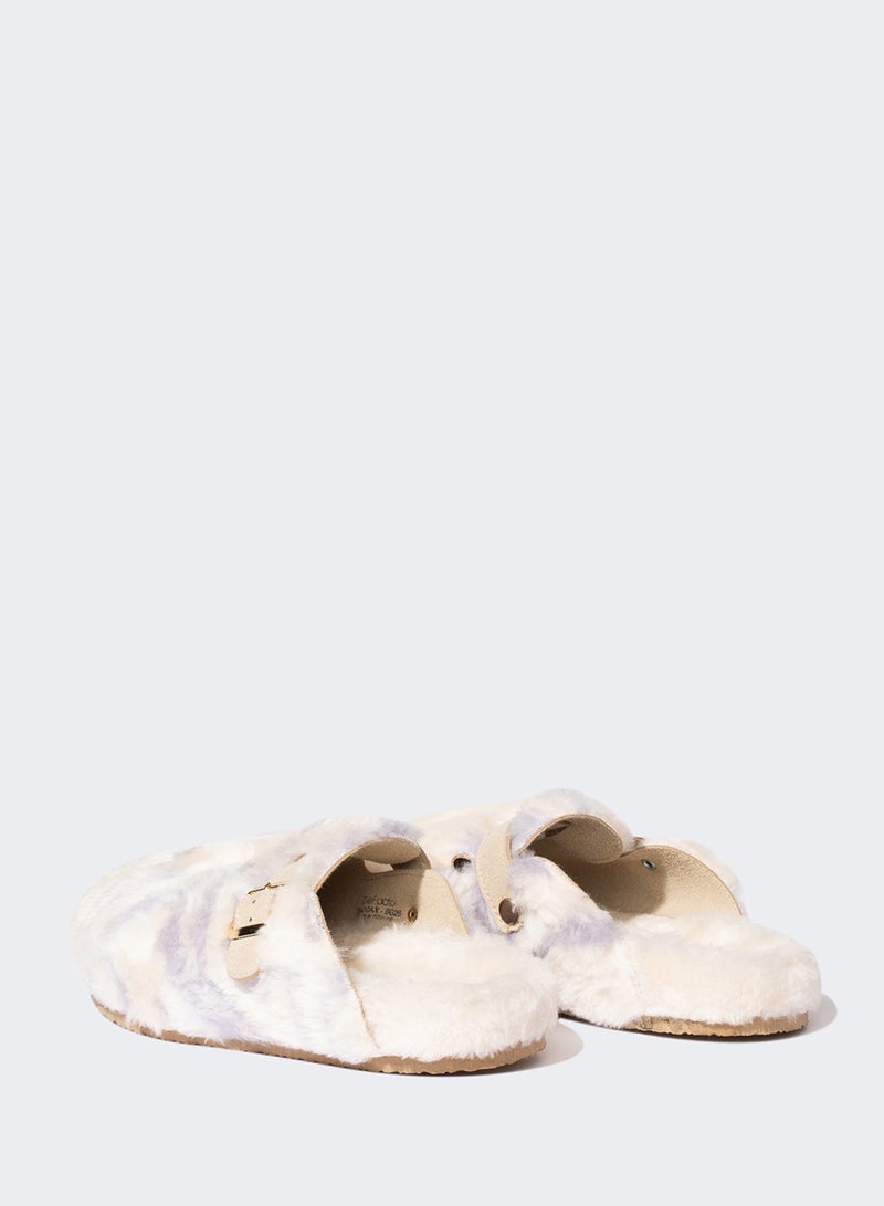 Flat Sole Buckle Detailed Slippers