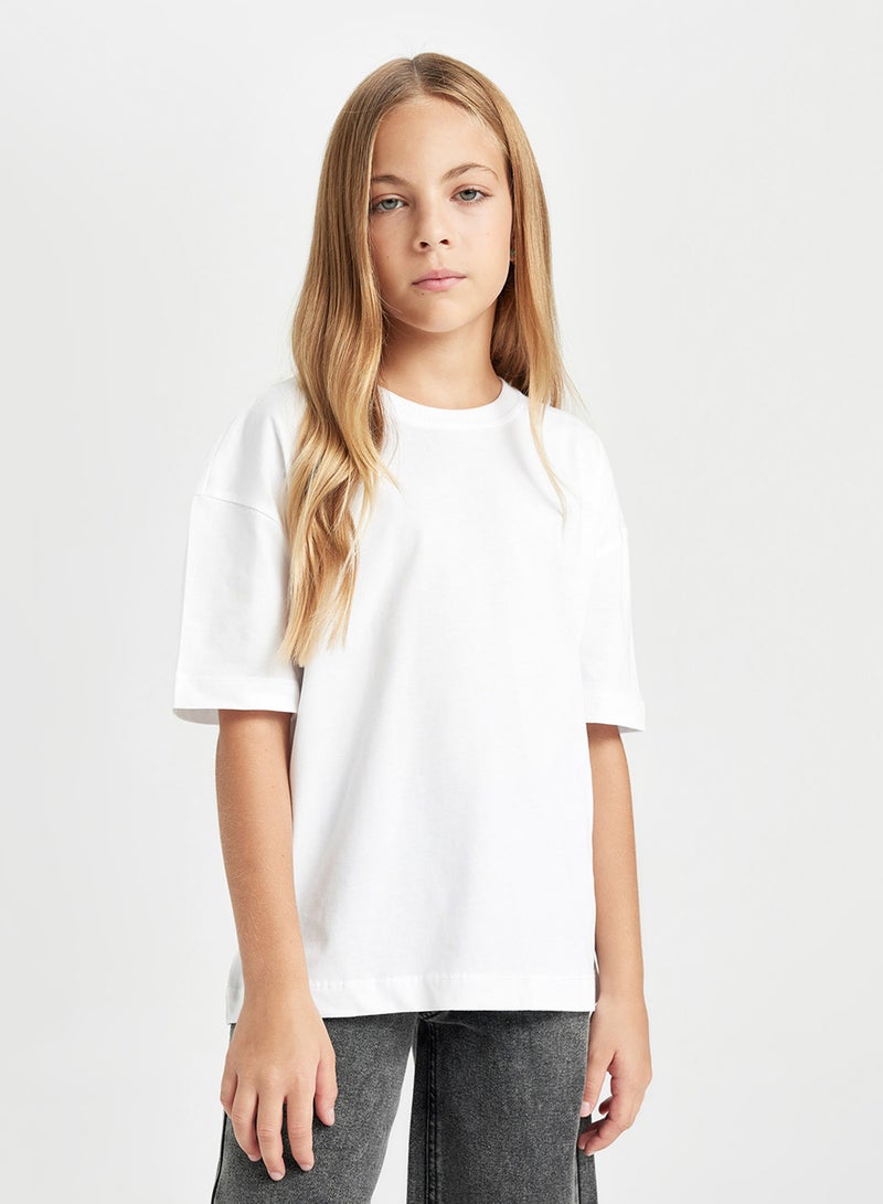 Oversized Fit Crew Neck Basic Short Sleeve T-Shirt