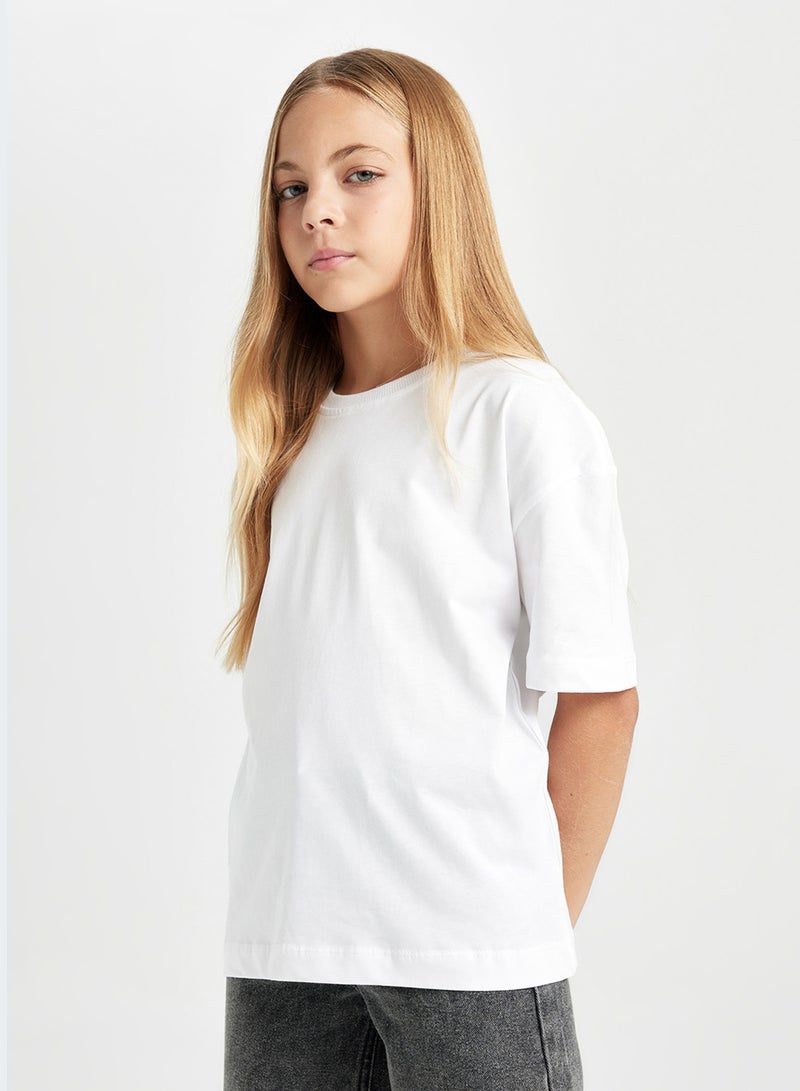 Oversized Fit Crew Neck Basic Short Sleeve T-Shirt