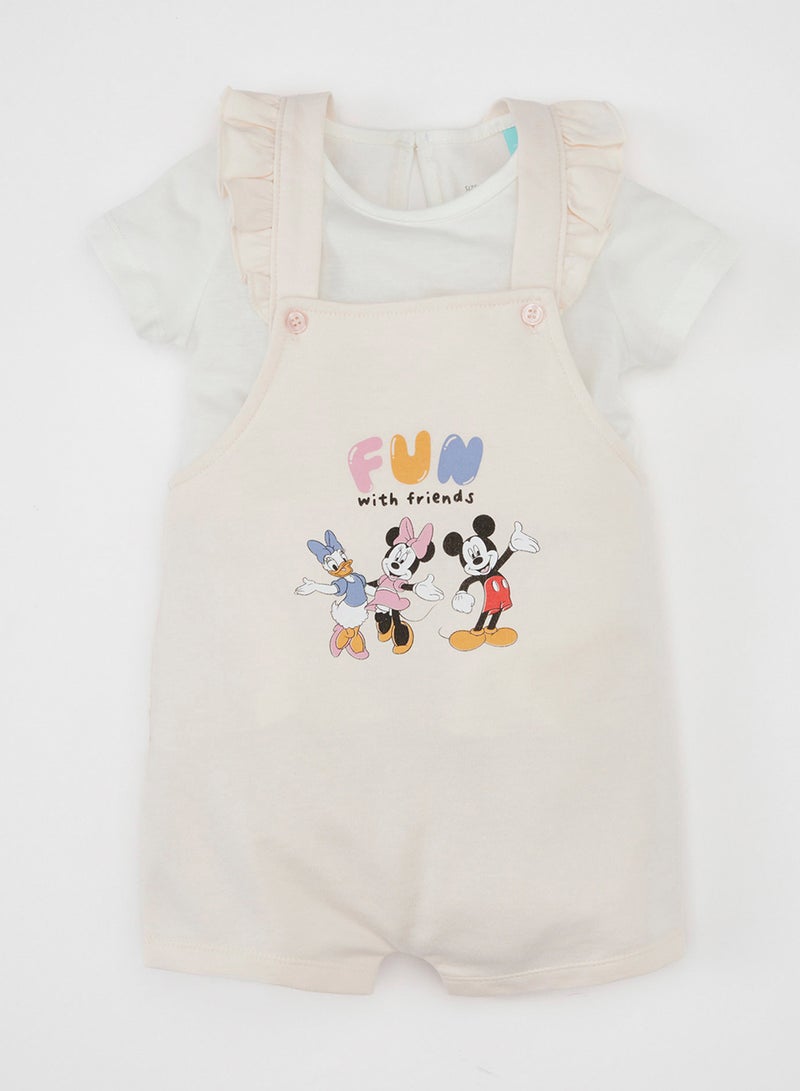 Disney Mickey & Minnie Short Sleeve T-Shirt And Sleeveless Romper 2-Piece Set