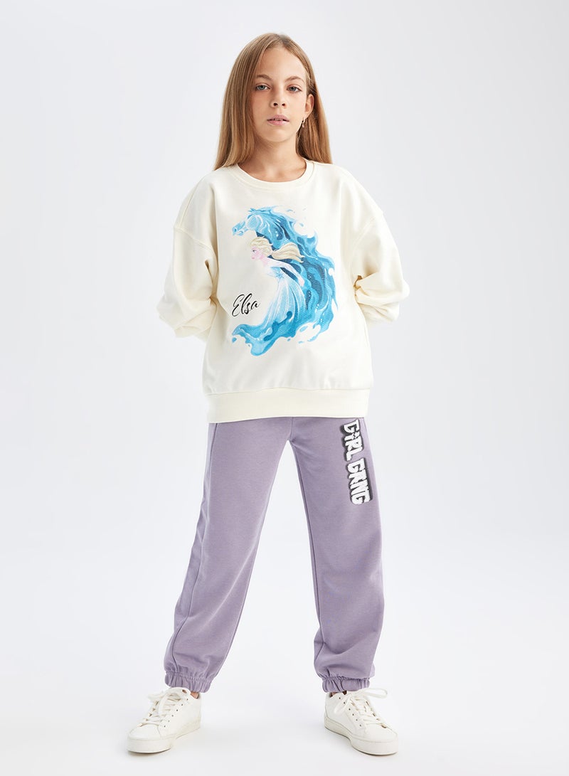 Ecru Frozen Relax Fit Crew Neck Sweatshirt