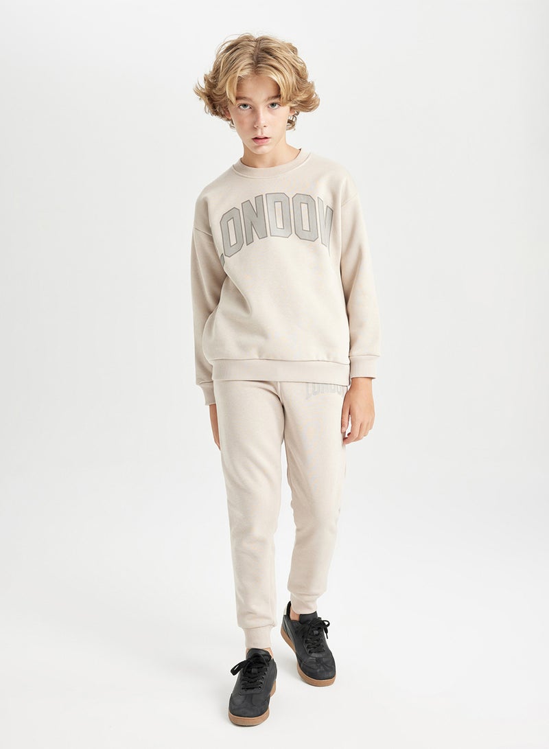 Printed Elasticated Cuffed Jogger School Pants With Pockets