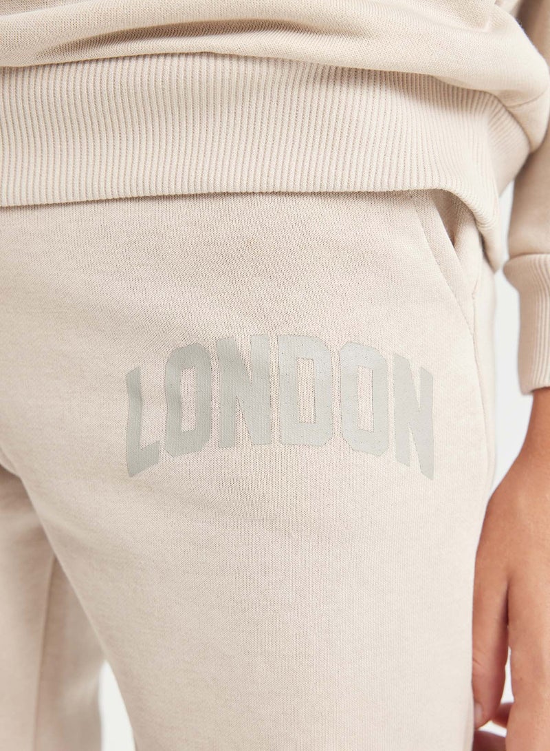 Printed Elasticated Cuffed Jogger School Pants With Pockets