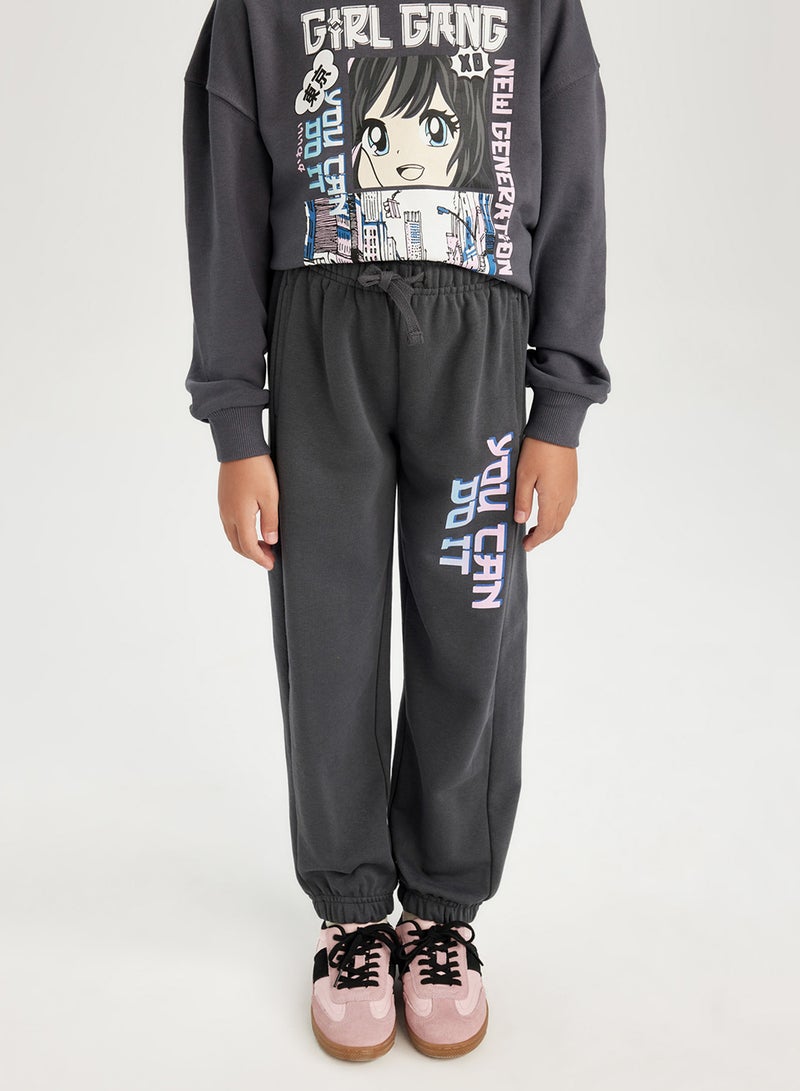 Printed Elasticated Cuffed Jogger Pants With Pockets