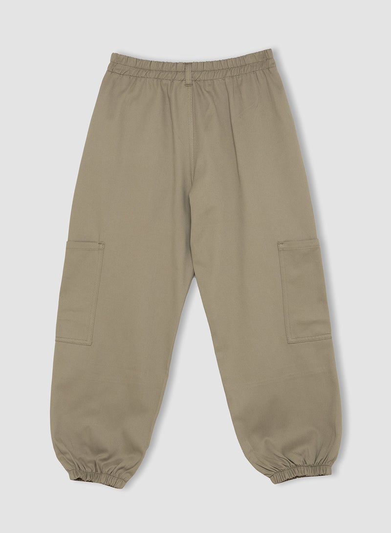 Cargo Pocket Elasticated Waist And Cuffed Cotton Parachute Pants