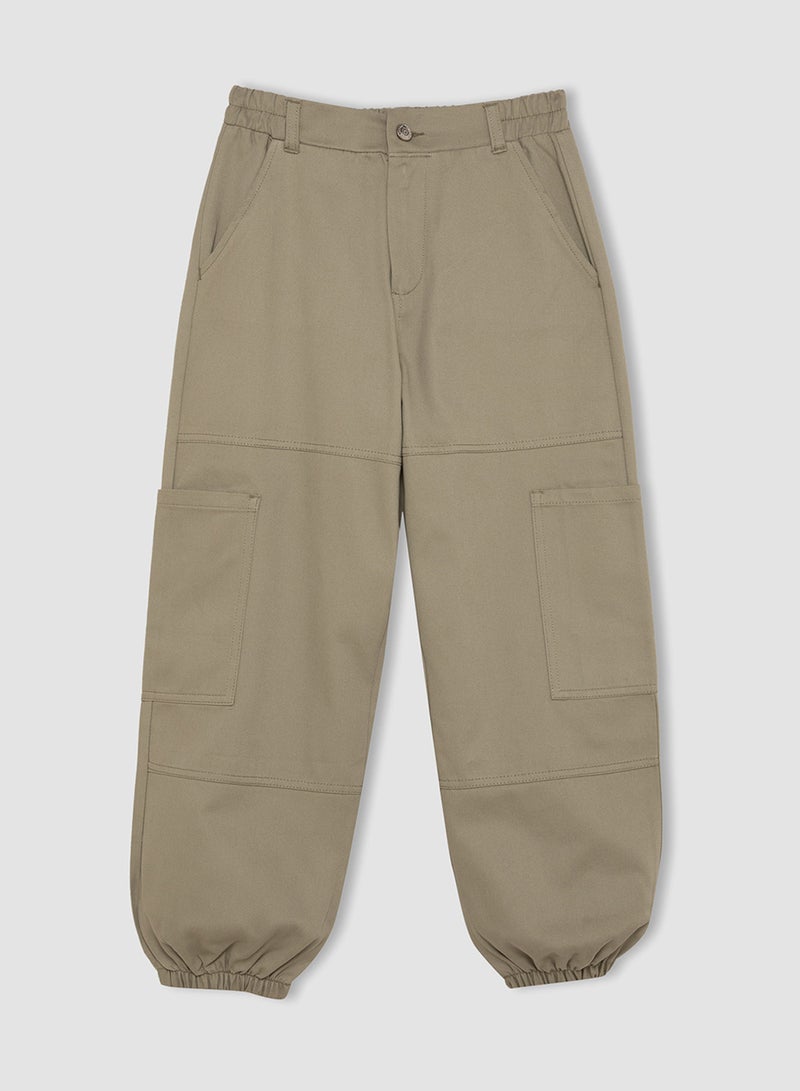 Cargo Pocket Elasticated Waist And Cuffed Cotton Parachute Pants