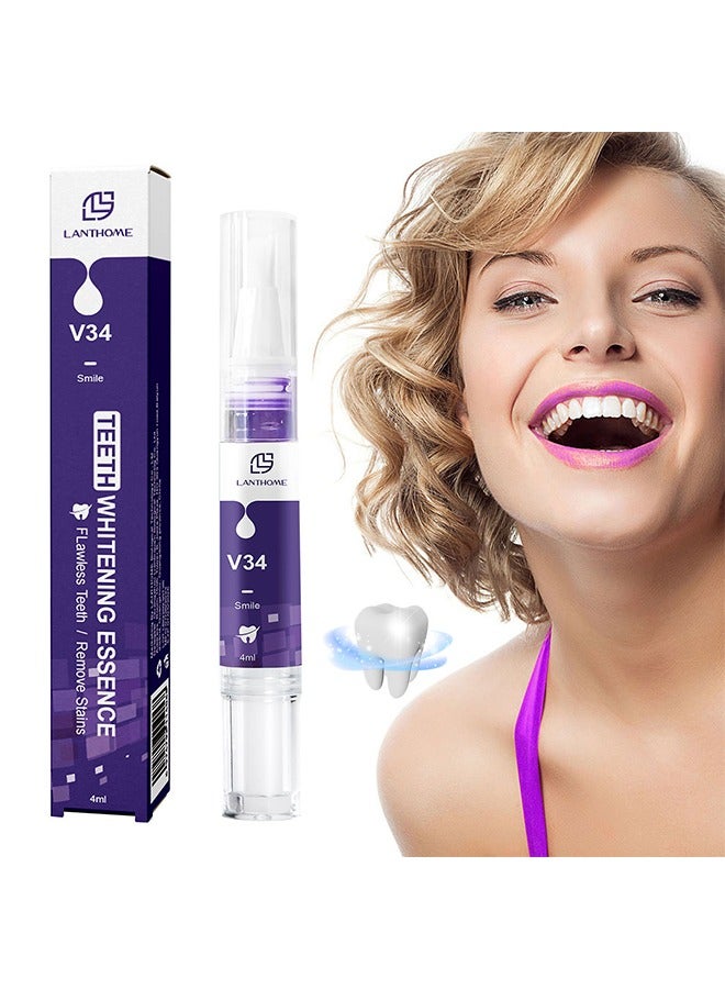 V34 Teeth Whitening Essence - Purple Teeth Whitening Pen, Effective, Painless, No Sensitivity, Travel-Friendly, Tooth Stain Remover and Coffee Stain Remover