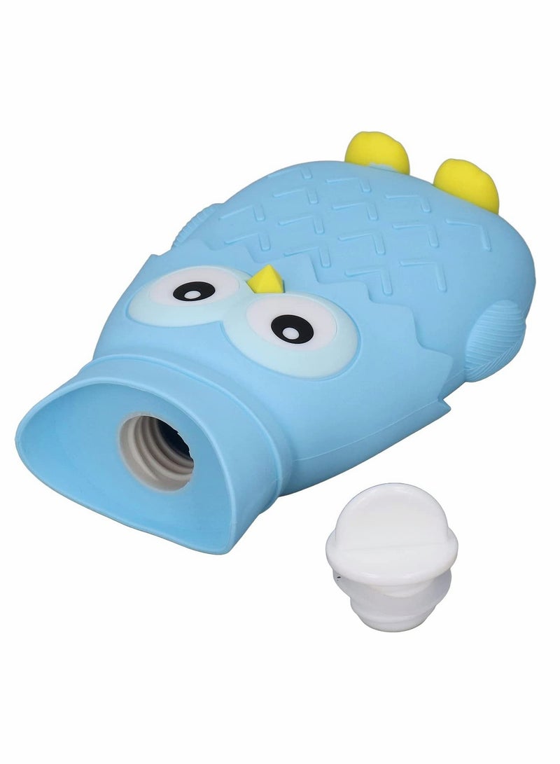 lovely Portable Silicone Hot Water Bag for Winter Reusable and Microwave Safe Light Blue Heat Preserving Water Bottle