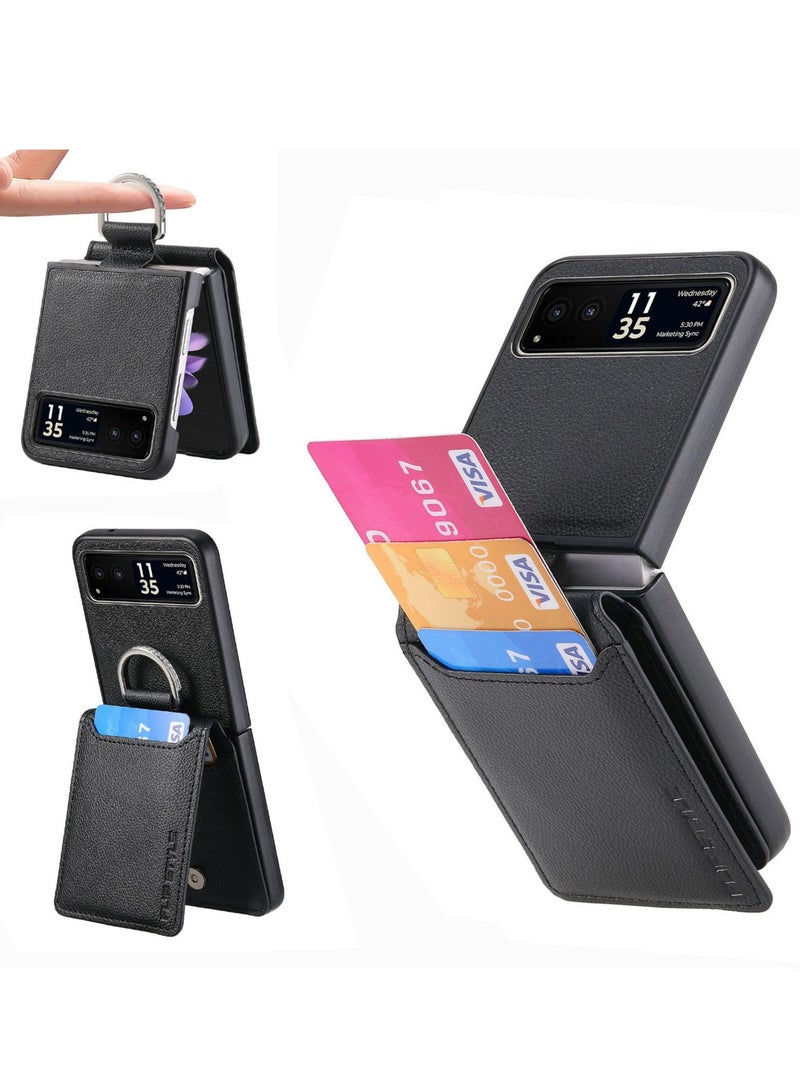 Stylish PU Leather Wallet Case for Motorola Razr+ 2023 - Full Coverage, Kickstand & Pocket Ring Design, Perfect Protection for Your Phone