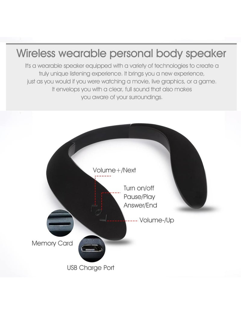 Wireless Neckband Bluetooth Headphones & Speaker System - Immersive 3D Stereo Sound for Gaming, Movies & Music with Built-in Microphone, Comfortable Wearable Design