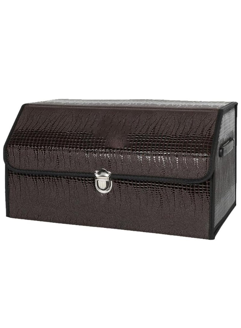 Foldable Car Trunk Storage Box Brown, Car Storage Box, Thick Leather Storage Box Storage Box, Foldable