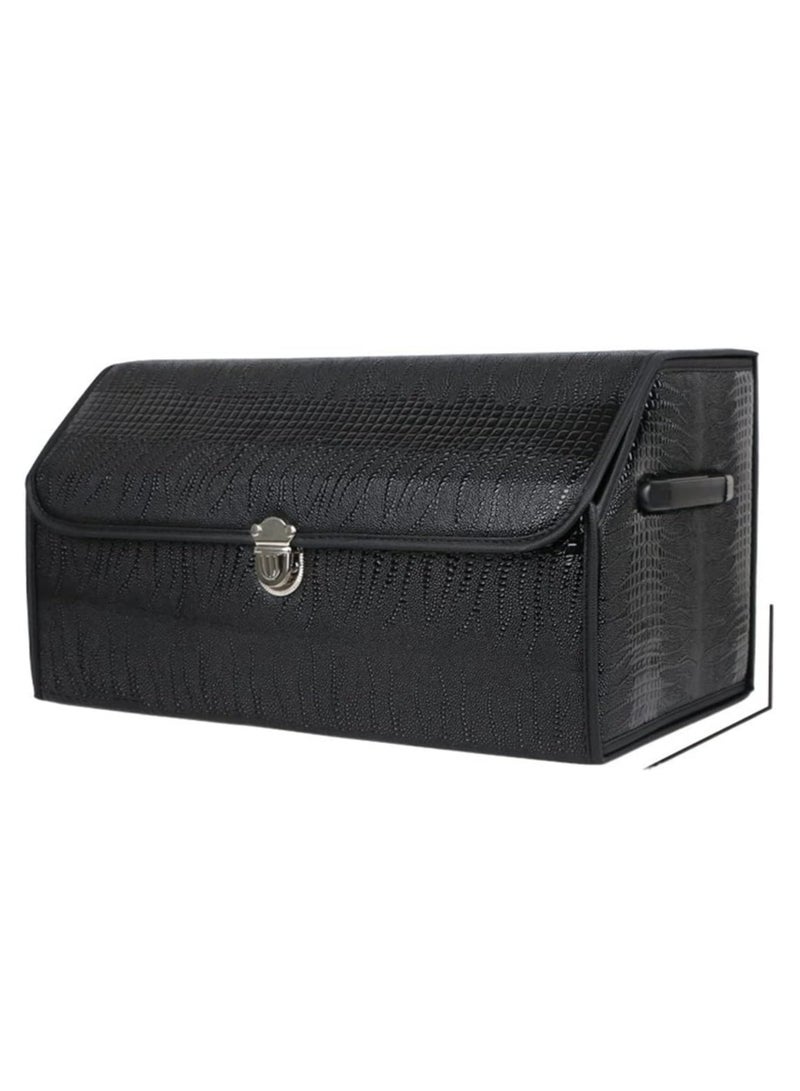 Foldable Car Trunk Storage Box Black, Car Storage Box, Thick Leather Storage Box Storage Box, Foldable