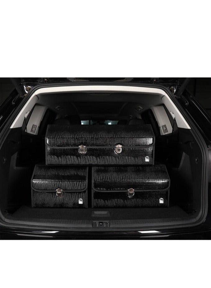 Foldable Car Trunk Storage Box Black, Car Storage Box, Thick Leather Storage Box Storage Box, Foldable