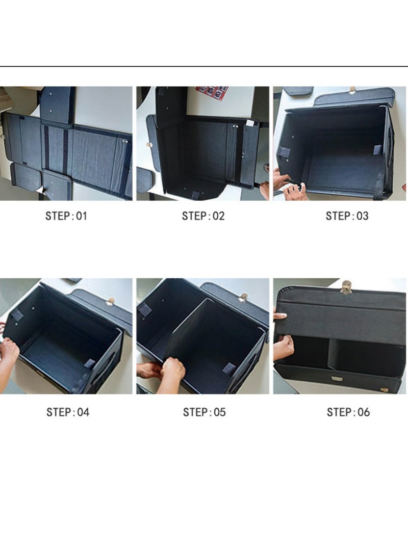 Foldable Car Trunk Storage Box Black, Car Storage Box, Thick Leather Storage Box Storage Box, Foldable