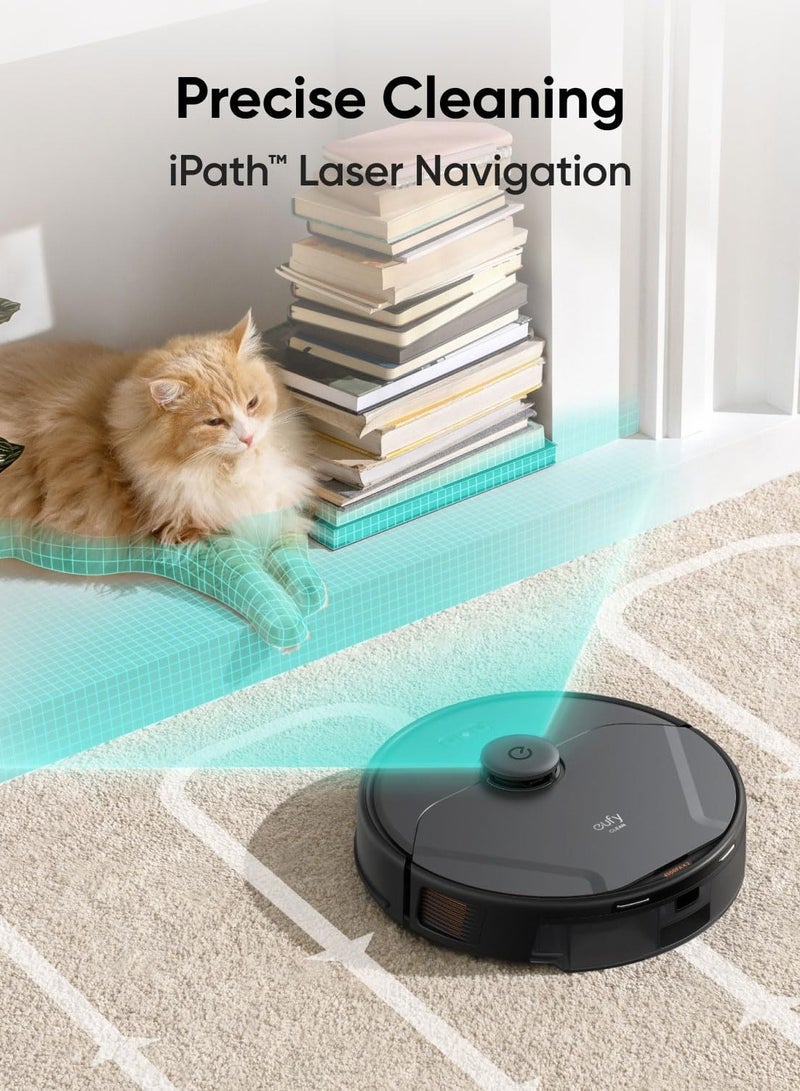 Clean X8 Pro Robot Vacuum Cleaner With Mop, Twin-Turbine 2× 4,000 Pa Powerful Suction, Active Detangling Roller Brush, And iPath™ Laser Navigation For Pet Hair Deep Cleaning On Carpet 72 W T2266 Black