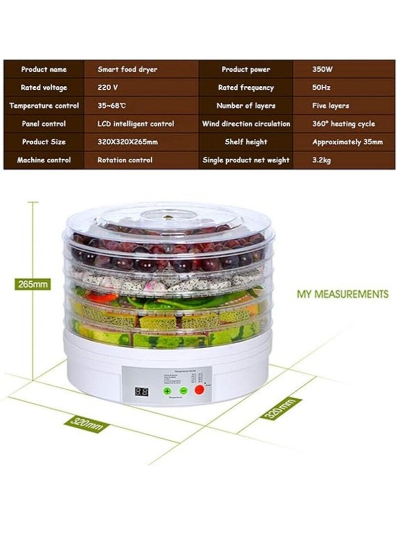 Food Dryer Fruit Dehydrater Timer Mushroom Vegetable Fruit Dryer, Food Dryer with Adjustable Temperature Control