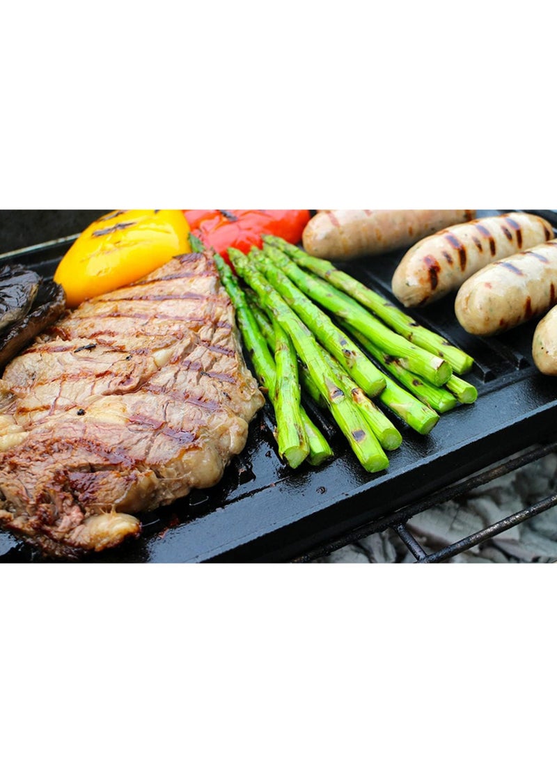 Black Rock Grill Cast Iron Griddle Reversible Grill Pan BBQ Plate 46cm x 23cm