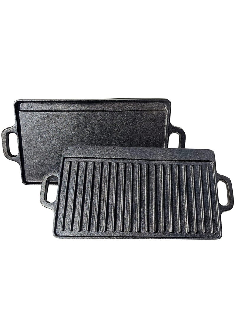 Black Rock Grill Cast Iron Griddle Reversible Grill Pan BBQ Plate 46cm x 23cm