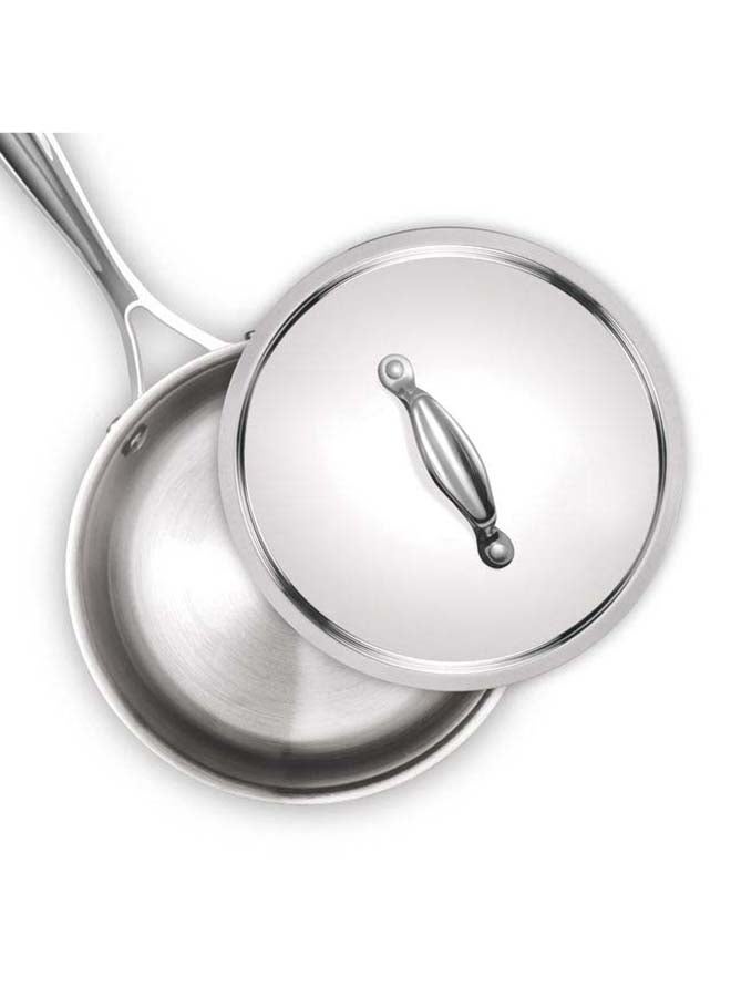 16 cm, 1.4 Litre Triply Stainless Steel Sauce Pan with Lid, Dishwasher Safe, Even Heat Distribution, Induction & Flame Safe, Sturdy Handles Silver 16 cm / 1.4 Litre