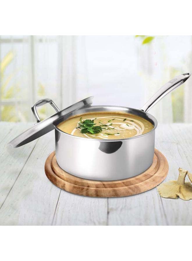 16 cm, 1.4 Litre Triply Stainless Steel Sauce Pan with Lid, Dishwasher Safe, Even Heat Distribution, Induction & Flame Safe, Sturdy Handles Silver 16 cm / 1.4 Litre