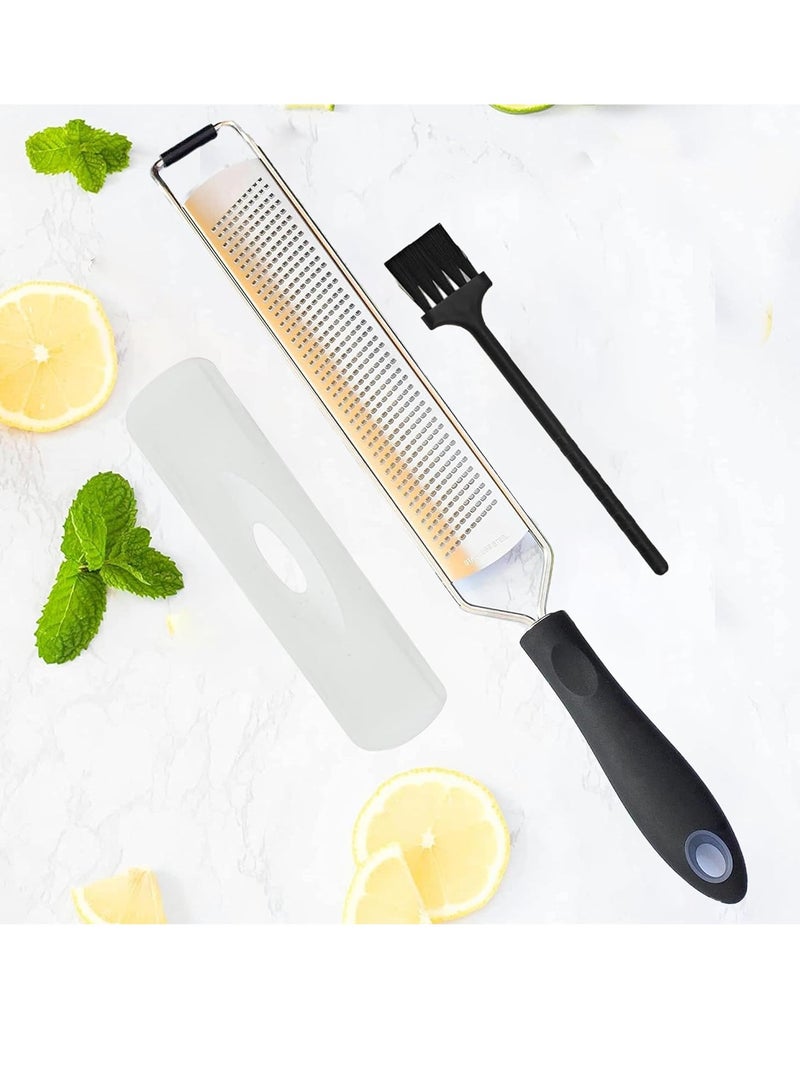 DESIGNED BY CHEFS ~ Premium Lemon Zester Grater With Perfectly Angled Teeth ~ Ideal for Citrus, Parmesan Cheese, Garlic, Vegetables and Fruits