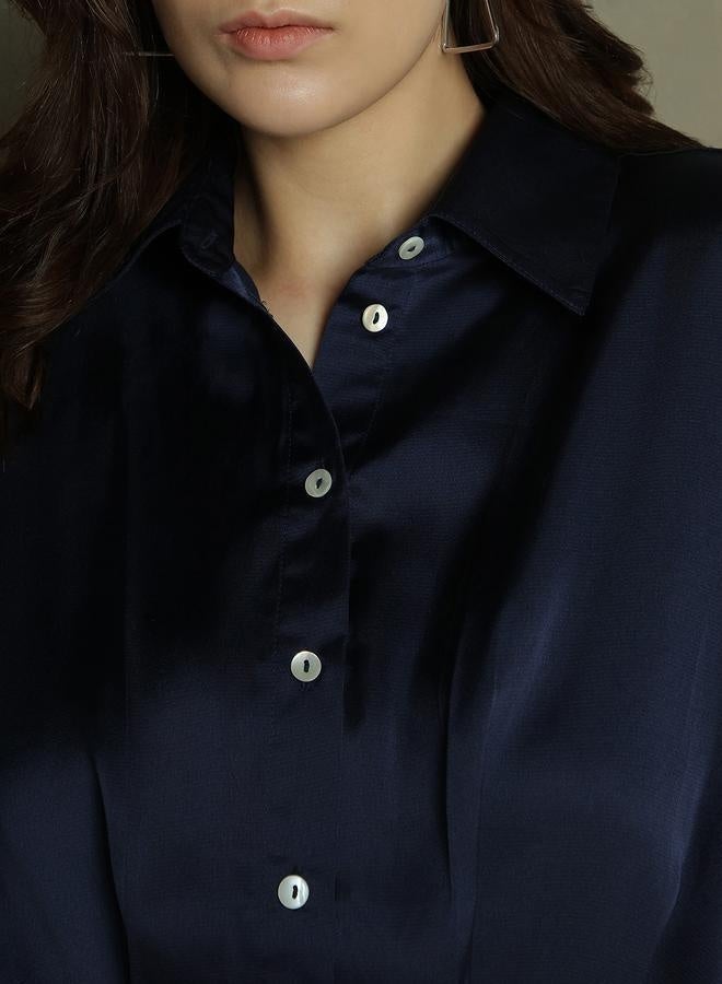Satin Button-Down Dress