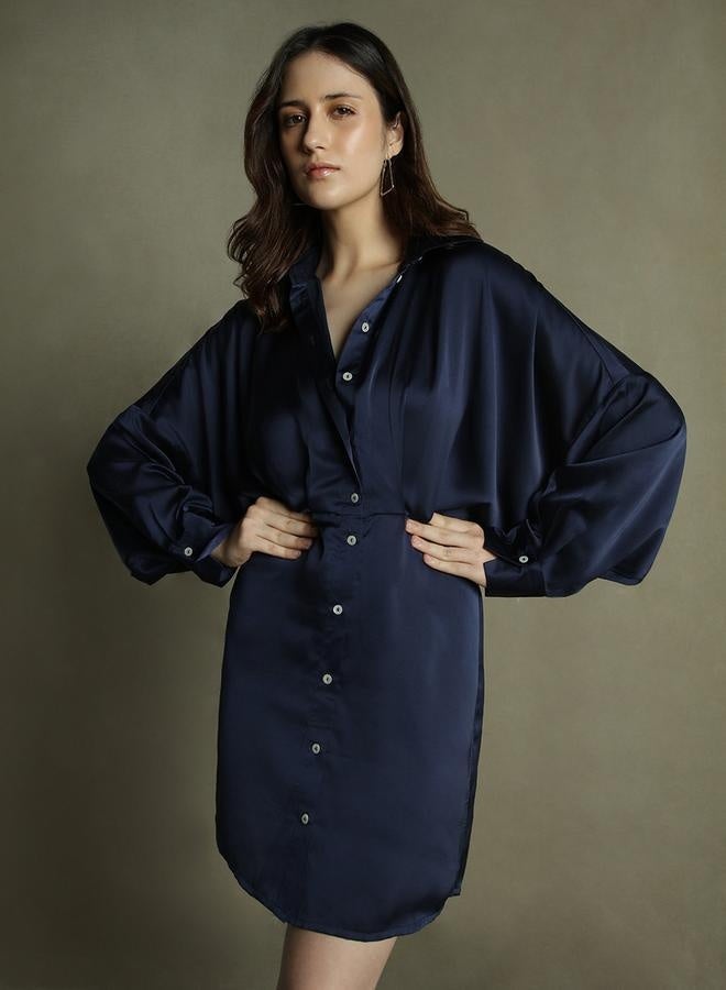 Satin Button-Down Dress