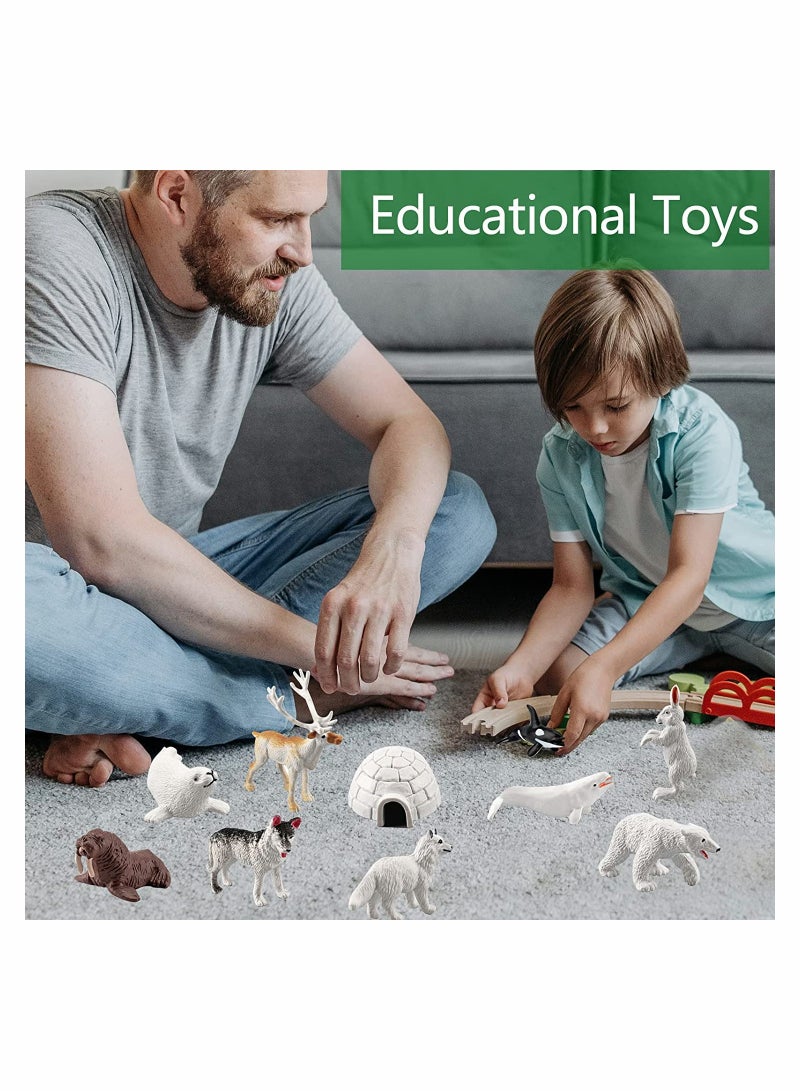 10Pcs Polar Animals Figurines, SYOSI Arctic Animal Toy Figurines Set, Realistic Animal Models, Arctic Circle Ocean Sea Animal Figurines Playset for Kids, Educational Toys