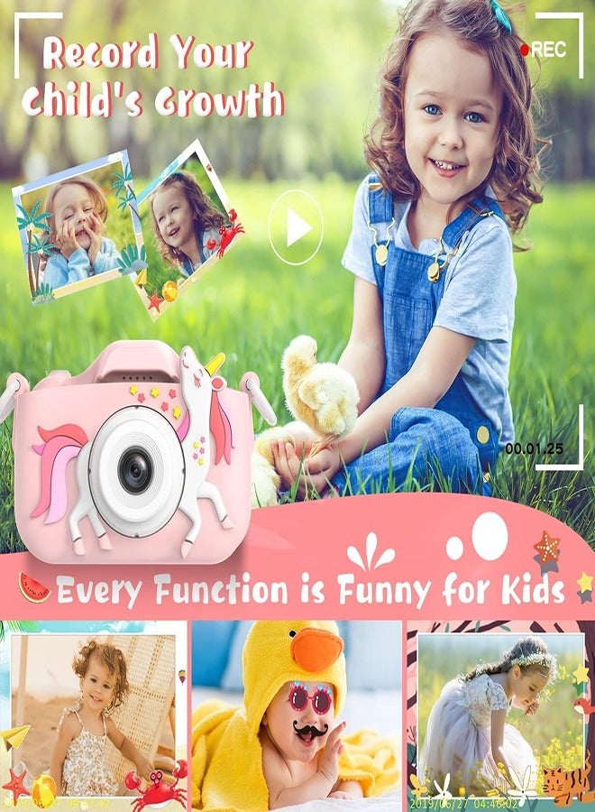 1080P HD Children's Camera 32GB Card 40MP Children's Digital Camera 3-12 Years Old Boy Birthday Gift (Pink)