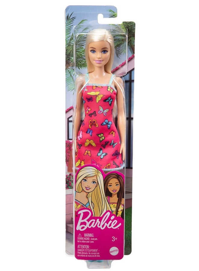 Doll (11.5 Inches) With Colorful Butterfly Logo Print Red Dress & Strappy Heels, Great Gift For Ages 3 Years Old & Up