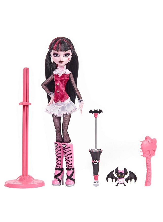 Draculaura Reproduction Doll (10.5 In) Wearing Original Fashion & Shoes, With Pet, Doll Stand & Accessories, Gift For Collectors