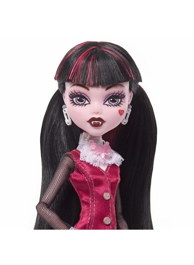 Draculaura Reproduction Doll (10.5 In) Wearing Original Fashion & Shoes, With Pet, Doll Stand & Accessories, Gift For Collectors