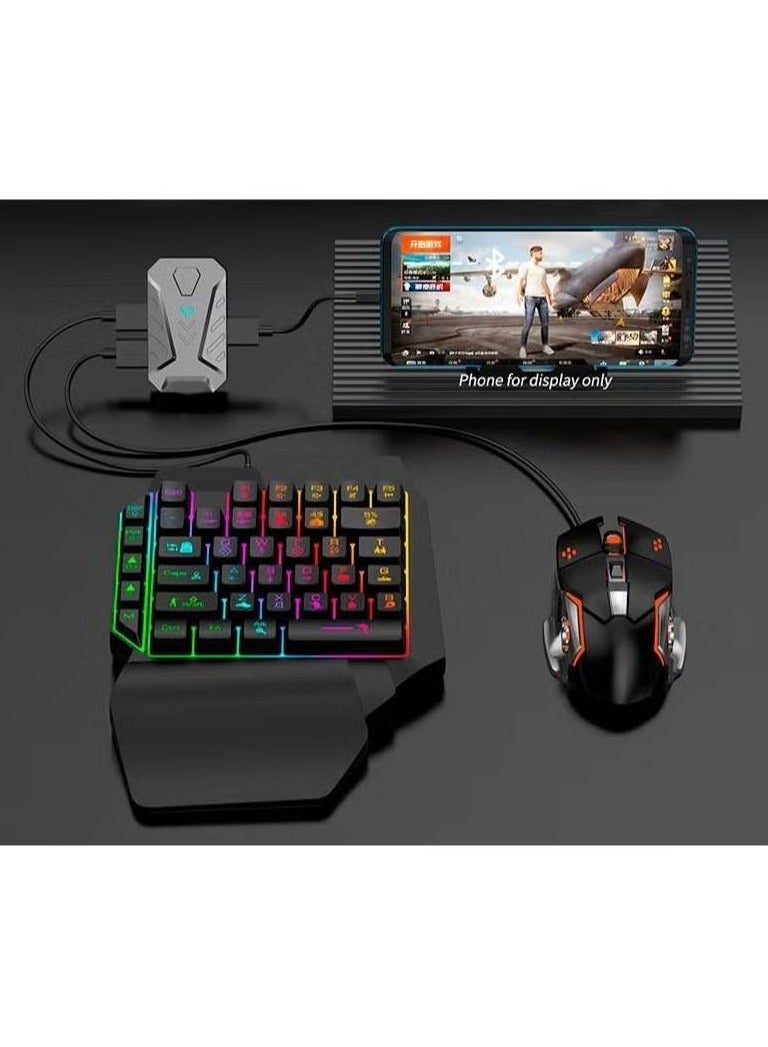 4 In 1 One Hand Gaming Keyboard And Mouse Backlight Wireless Bluetooths Game Converter For Android IOS Mobile Phone