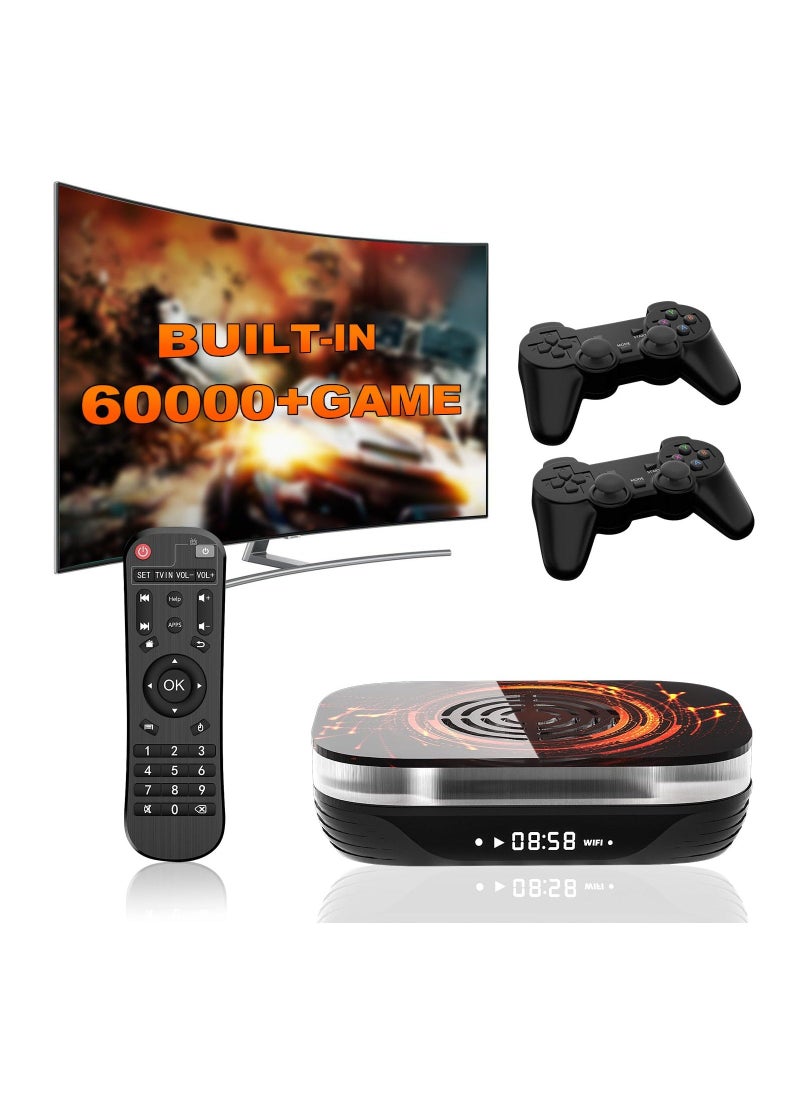 Super Console X4 Plus, Video Game Console Pre-Built-in 60000+Games, Retro Game Console Compatible, with 65+ emulators,EmuELEC 4.6/Android 11.0/CoreE, S905x4, 4K UHD Display, 2 Controllers included