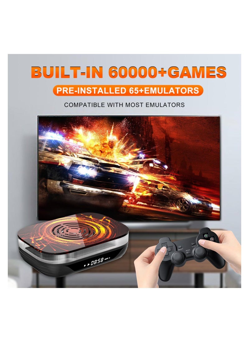 Super Console X4 Plus, Video Game Console Pre-Built-in 60000+Games, Retro Game Console Compatible, with 65+ emulators,EmuELEC 4.6/Android 11.0/CoreE, S905x4, 4K UHD Display, 2 Controllers included