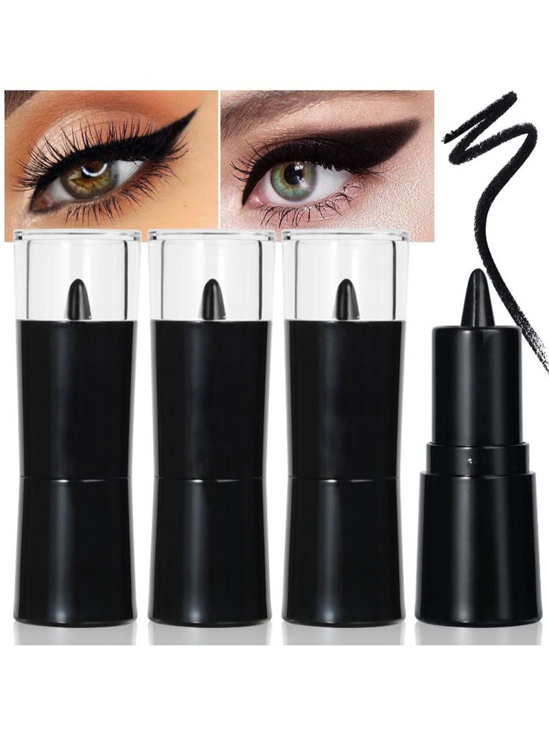 4Pcs Black Gel Eyeliner Set - Waterproof Matte Eye Liner Pencils & Cat Eye Stamp Tool for Beginners - Perfect for Stunning Eye Makeup Looks