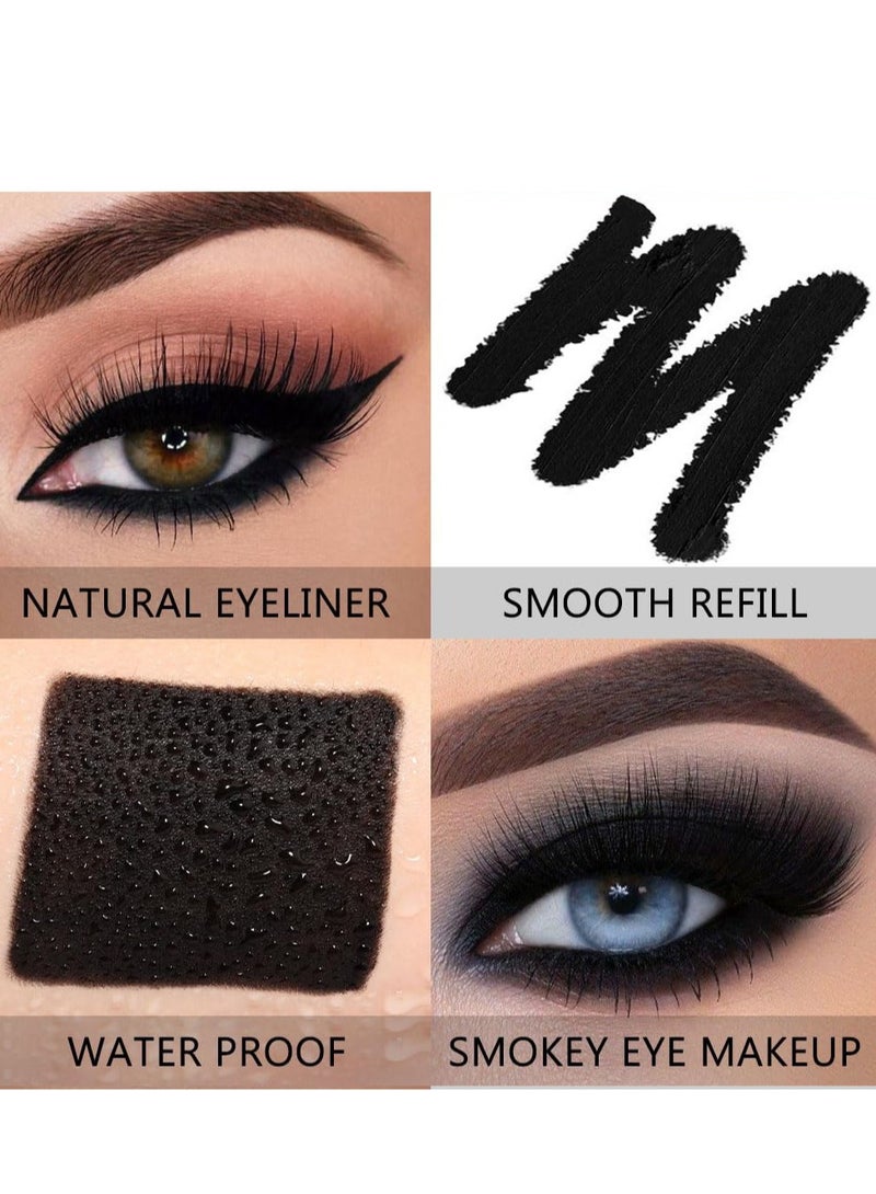 4Pcs Black Gel Eyeliner Set - Waterproof Matte Eye Liner Pencils & Cat Eye Stamp Tool for Beginners - Perfect for Stunning Eye Makeup Looks