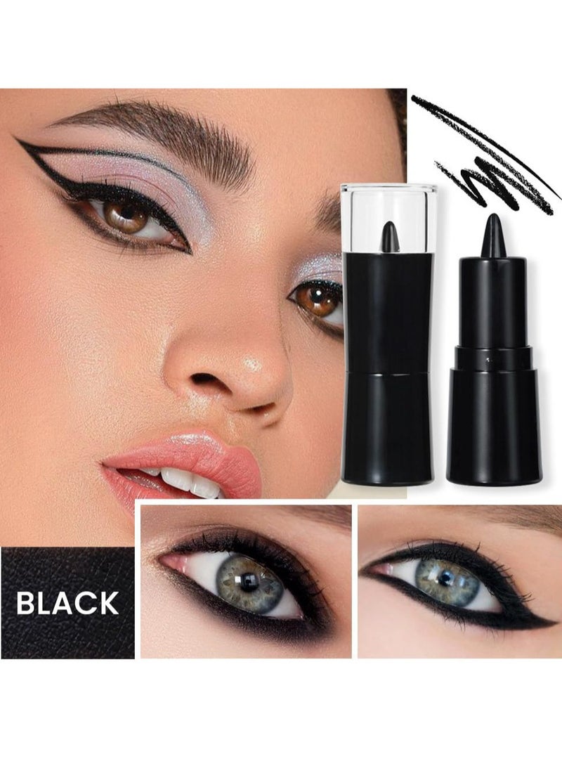 4Pcs Black Gel Eyeliner Set - Waterproof Matte Eye Liner Pencils & Cat Eye Stamp Tool for Beginners - Perfect for Stunning Eye Makeup Looks