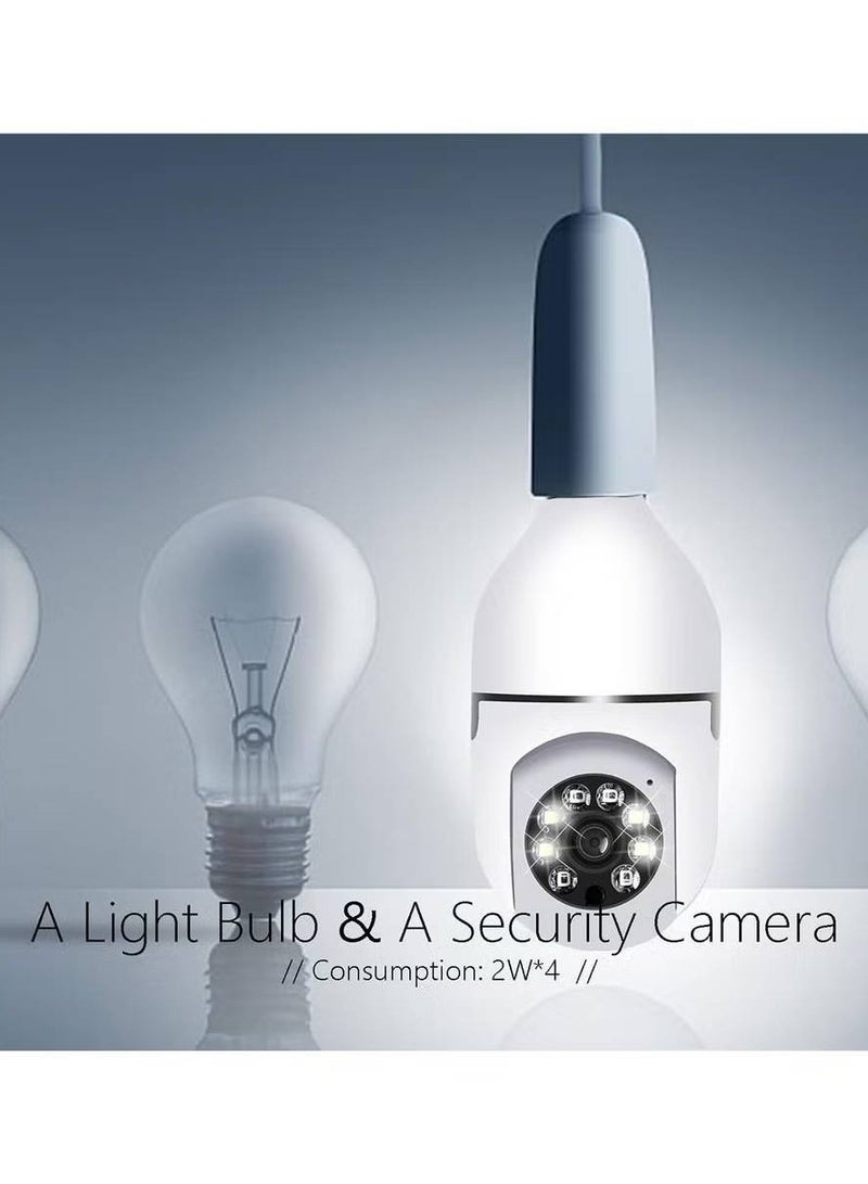 1080P Wireless WIFI Pan Tilt Light Bulb Security Home Surveillance CCTV Panoramic IP Camera 360 Degrees 3.0MP Cam With Night Vision Two Way Audio Smart Motion Detection