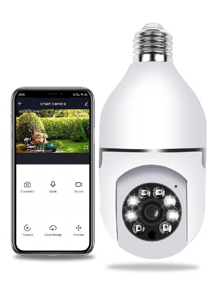 1080P Wireless WIFI Pan Tilt Light Bulb Security Home Surveillance CCTV Panoramic IP Camera 360 Degrees 3.0MP Cam With Night Vision Two Way Audio Smart Motion Detection