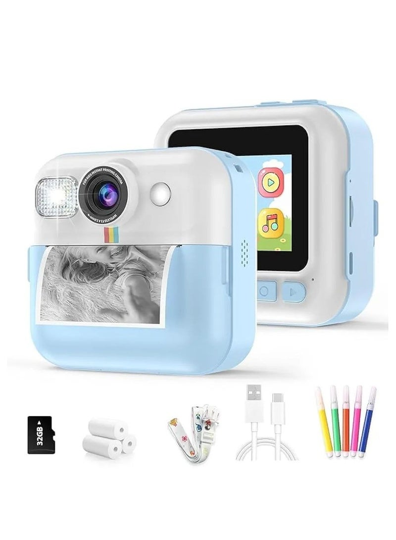 Instant Print Camera: Vibrant Color 1080P Selfie Camera With Photo Paper And Creative Art Pens For Kids – Unleash Imagination And Fun